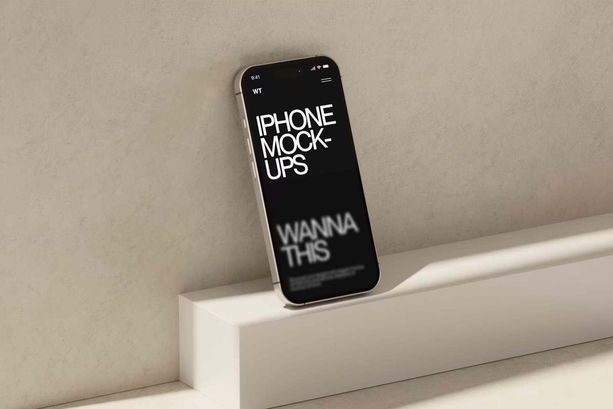 iPhone mockup on minimal surface