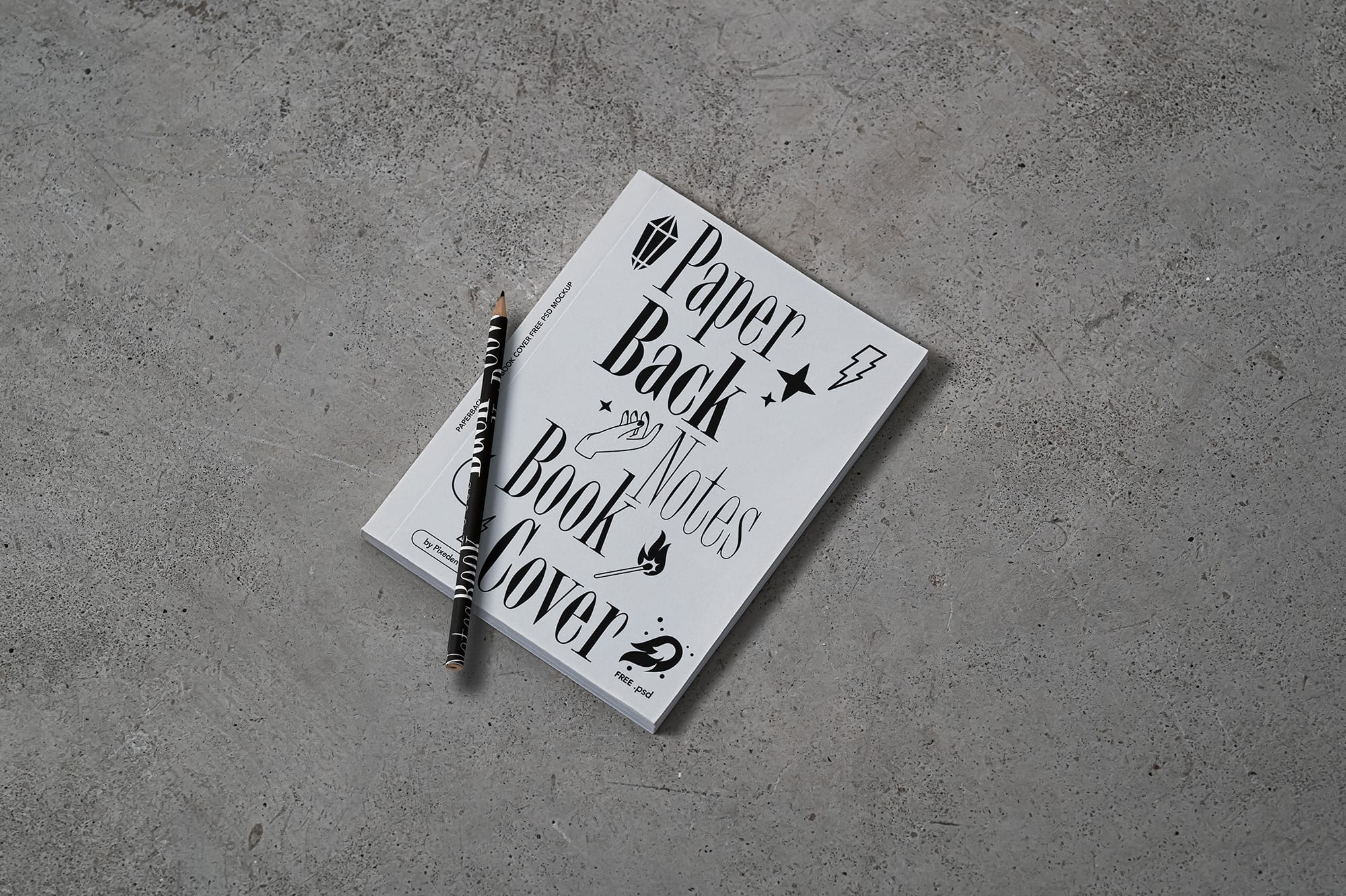 Book Cover Mockup with Pencil