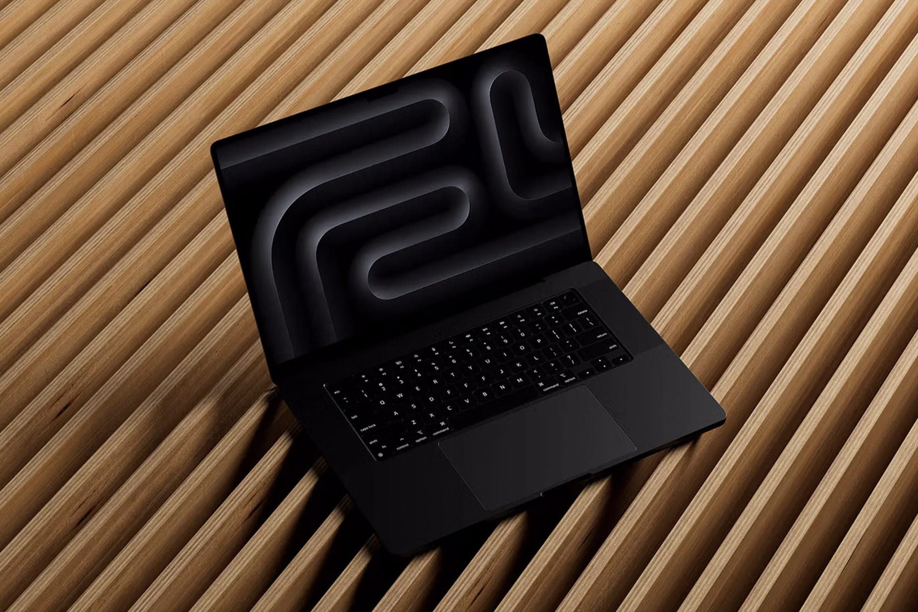 MacBook Pro Mockup on Wood Fence