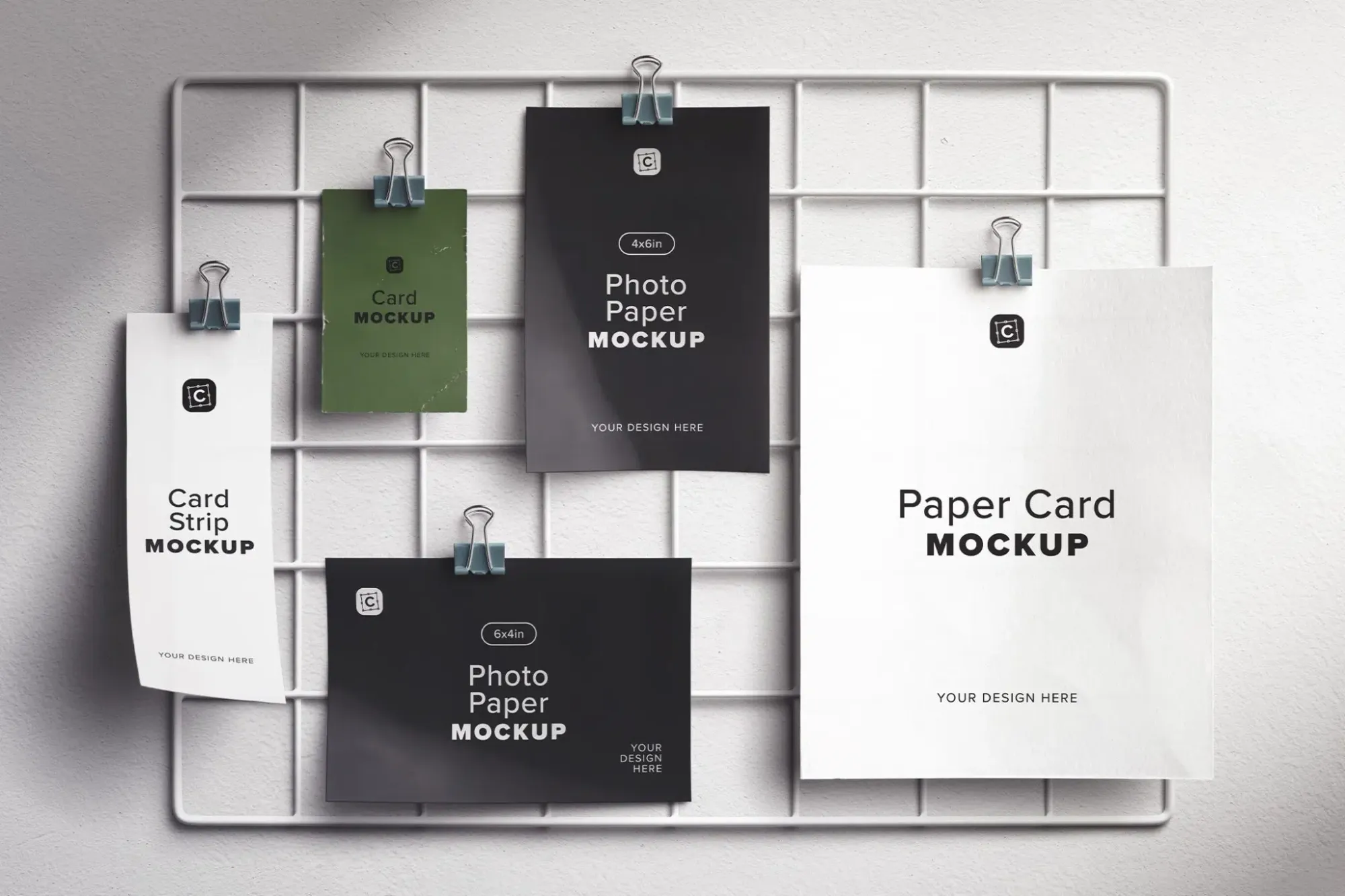 Photos Mockup on Wall Grid