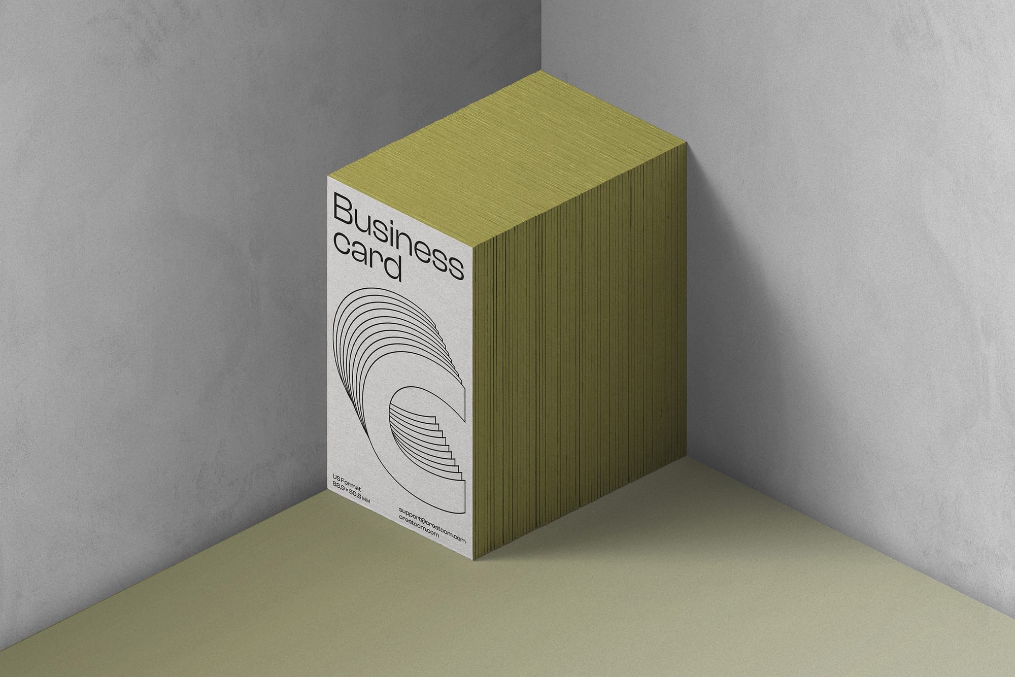 Business Card Mockups In The Corner Isometric
