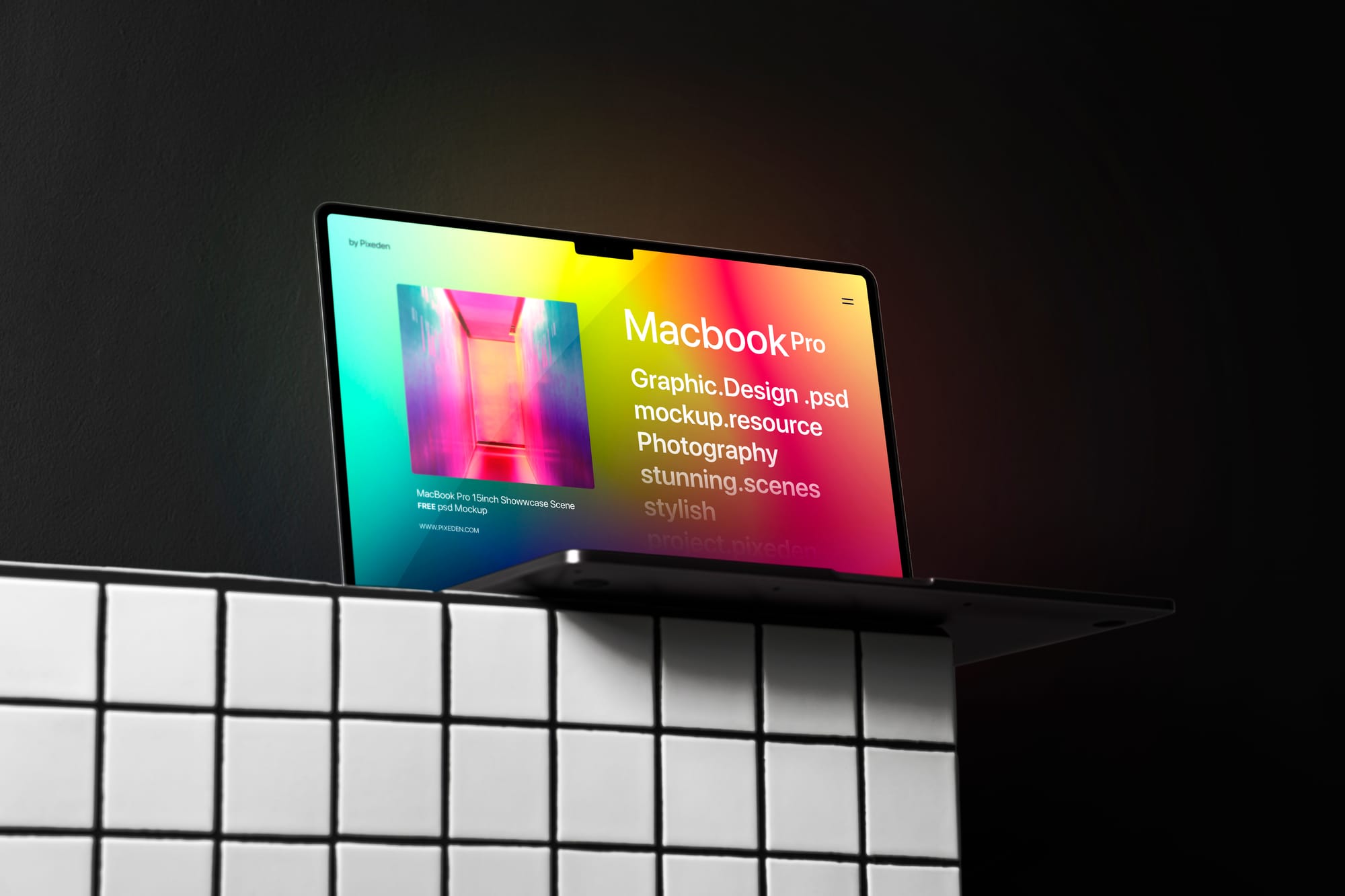 MacBook Pro Neon Display Mockup