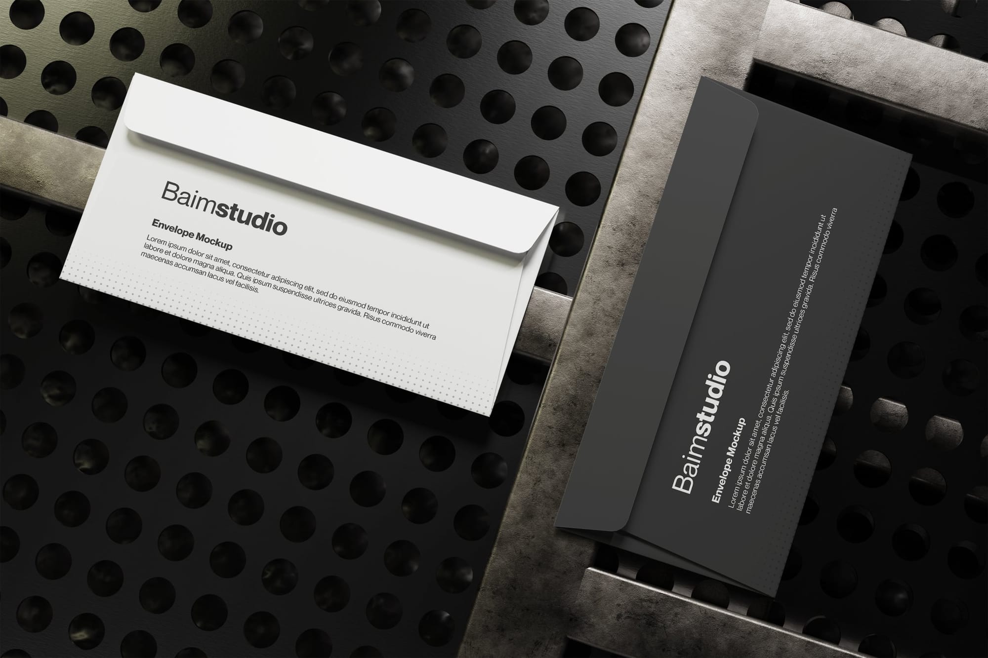 Envelope Mockup with Aesthetic Steel Background
