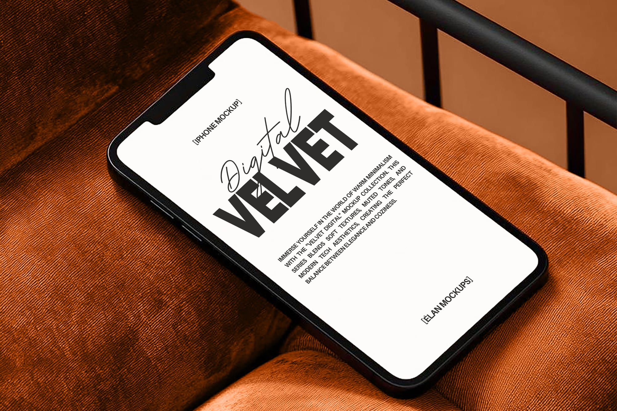 iPhone Mockup on Velvet Sofa