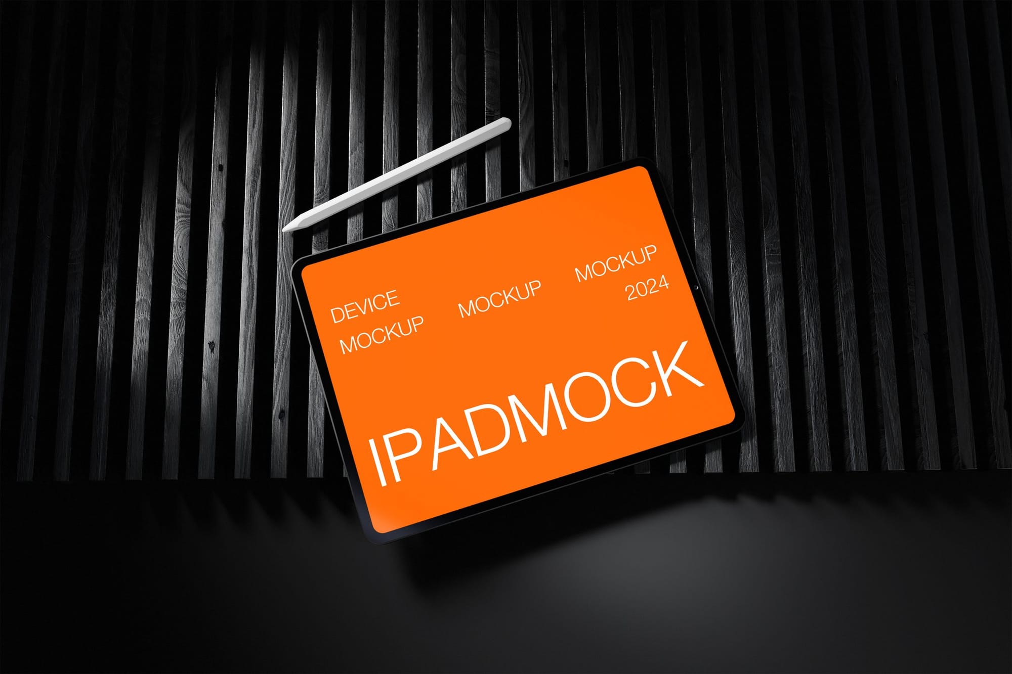 Dark Scene iPad Mockup with Pencil