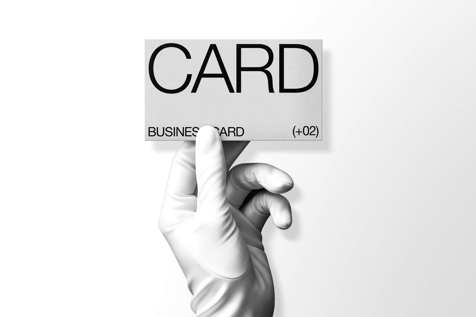 Business Card Mockup in Gloved Hand