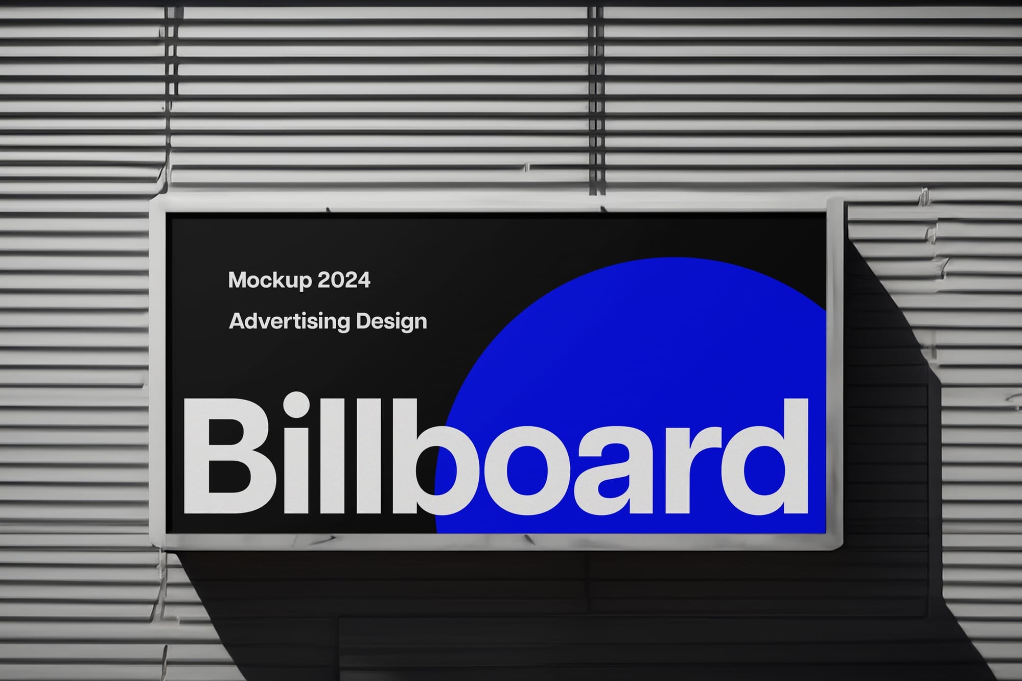 Advertising Long Billboard Banner Mockup with Real Shadow