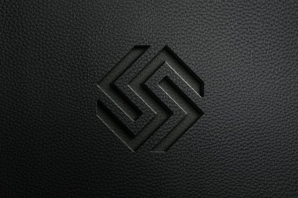 Black Leather Debossed Logo Mockup