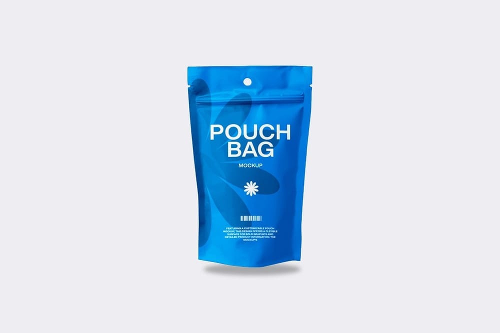 Blue Pouch Bag Mockup