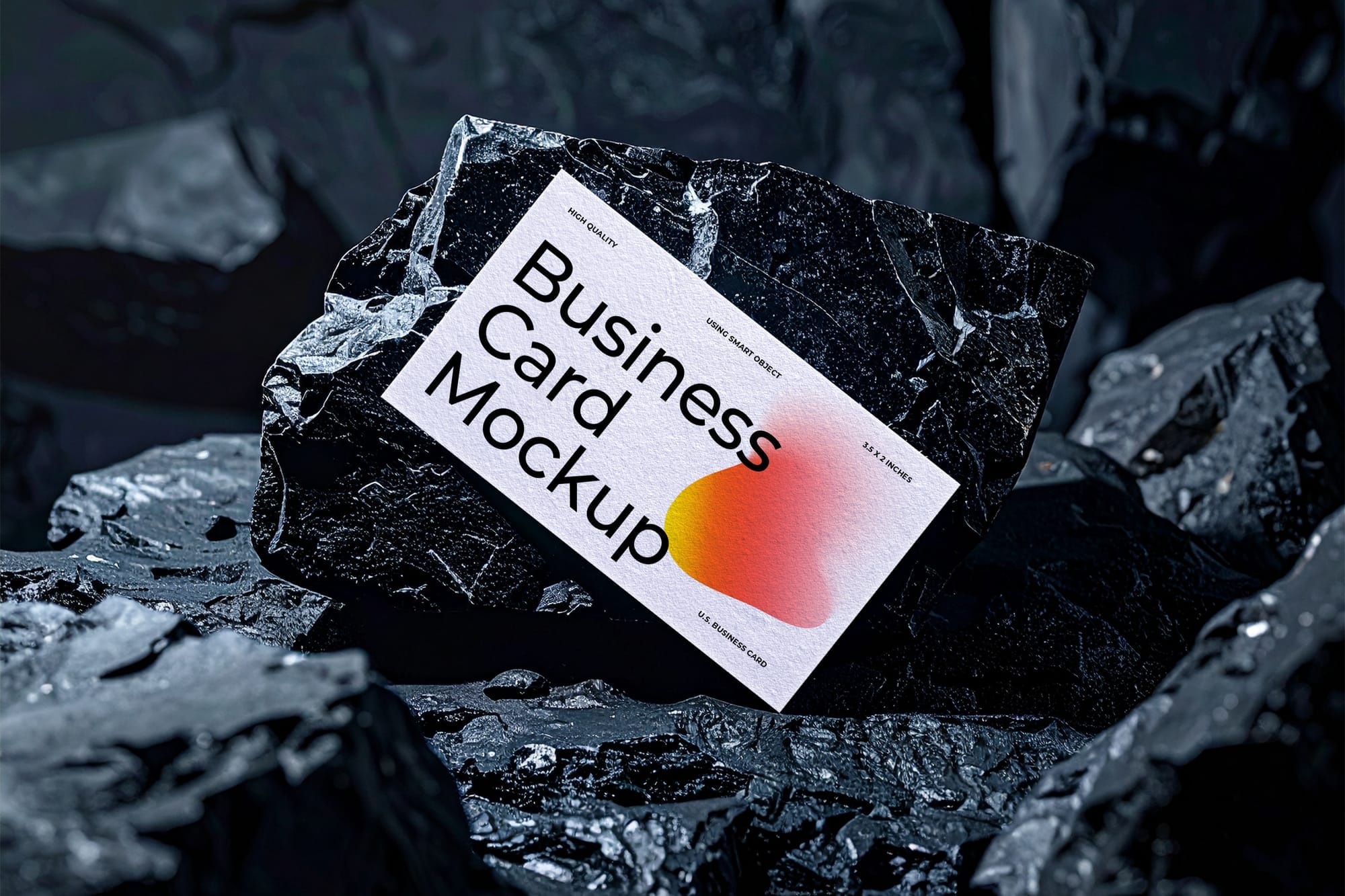 Business Card Mockup on Dark Stone