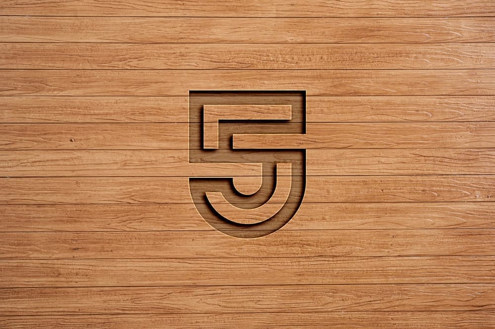 Carved Logo Mockup on Wooden Surface
