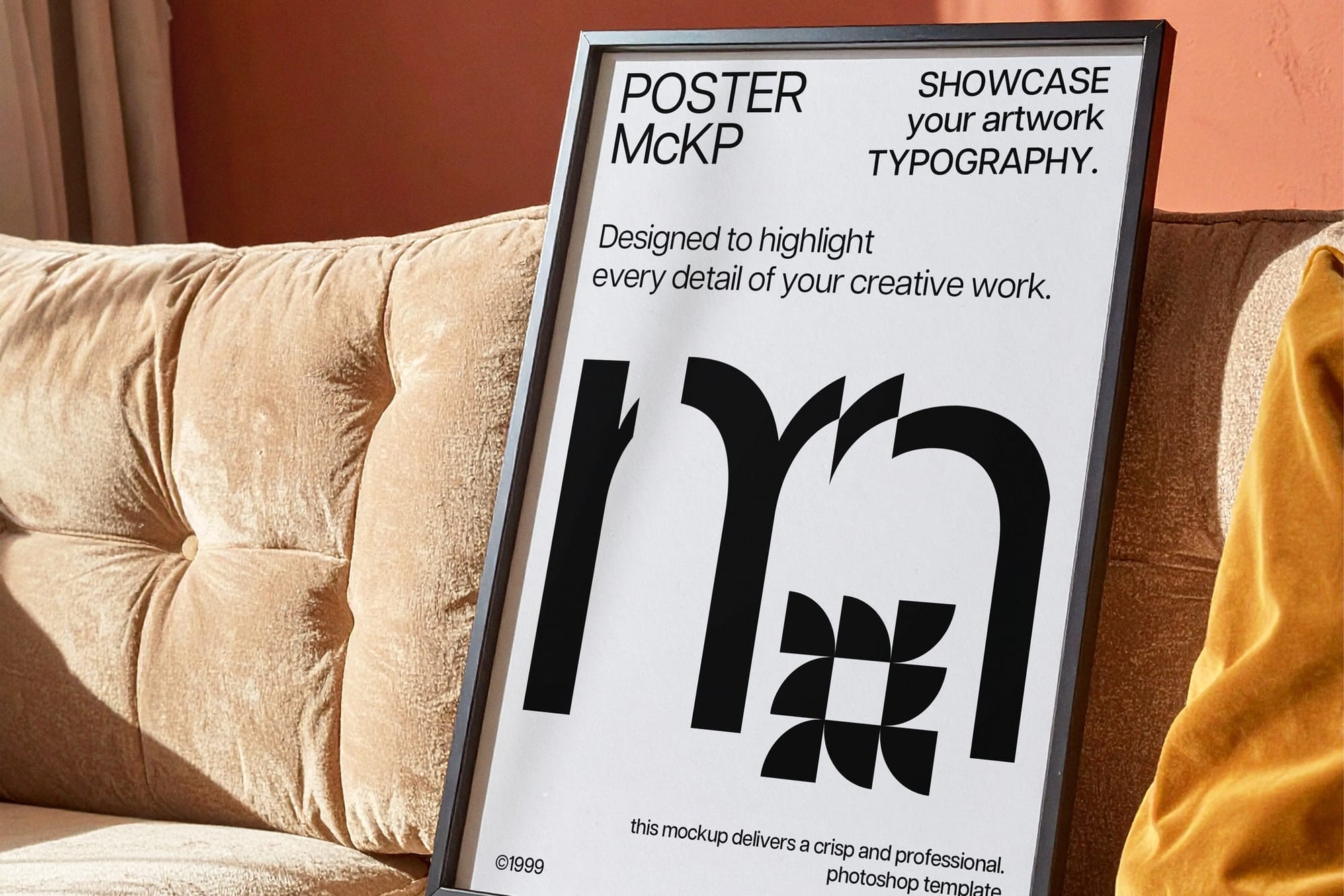 Framed Poster Mockup On Sofa