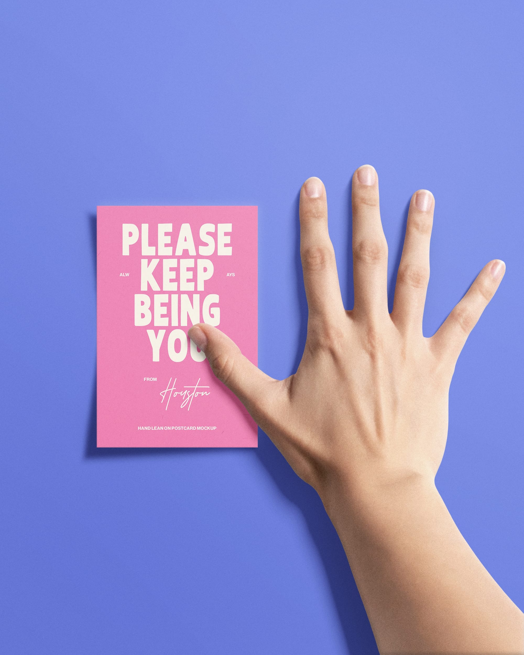 Hand Leaning on Postcard Mockup