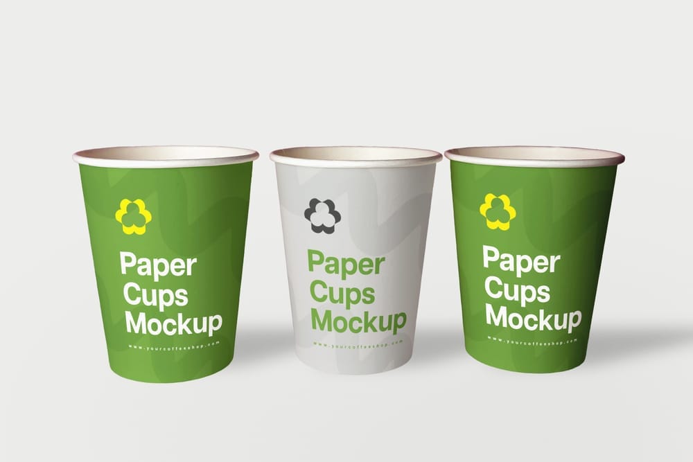 Three Paper Cup Coffee Mockup