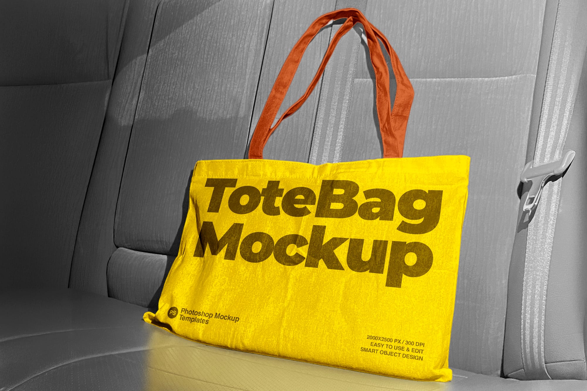 Totebag On a Car Seat Mockup