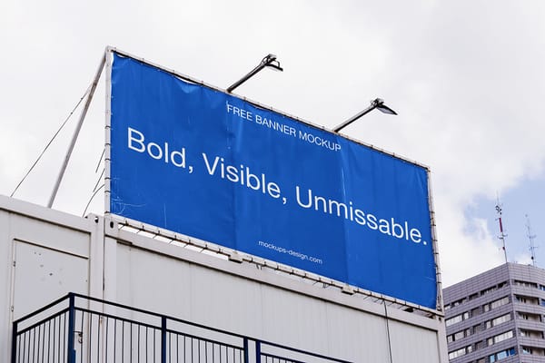 Banner on Top Building Mockup