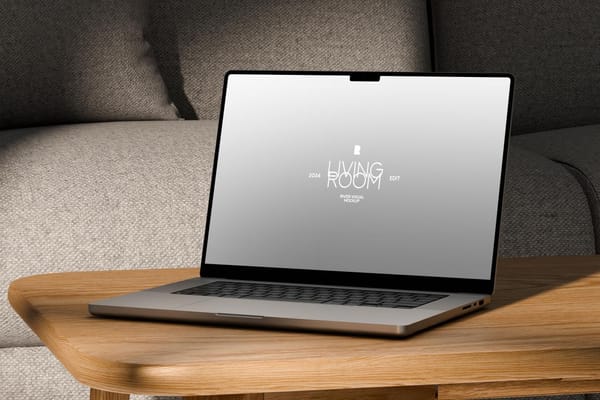 Macbook Pro on Living Room Mockup