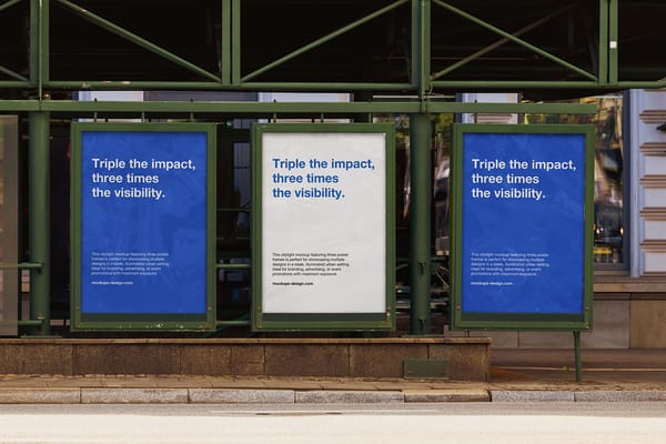 Three Poster Metal frames Mockup
