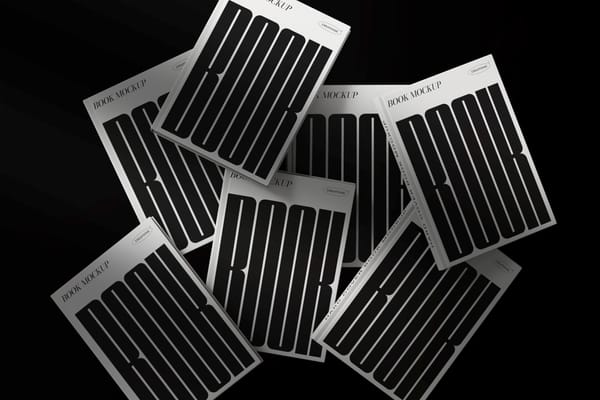 Hard Cover Book Mockups On Black Background