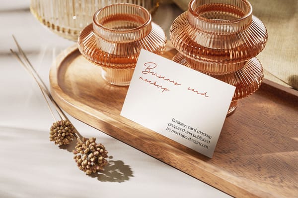 Business Card with Decorations Mockup