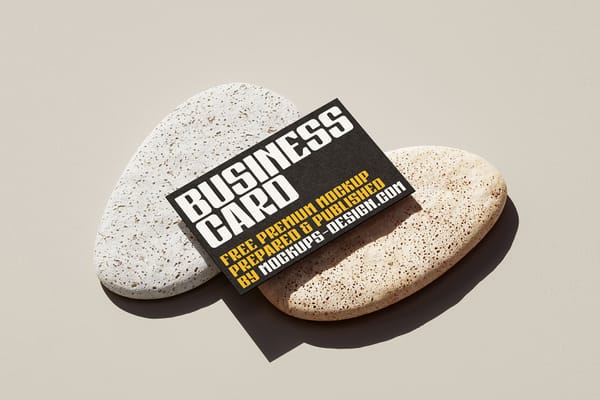 Business Card on Stones Mockup