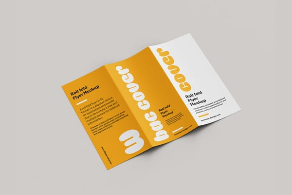 Roll fold DL flyer mockup