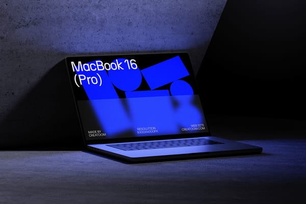 Macbook Mockup On Concrete Background