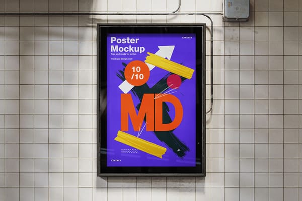 Framed citylight poster mockup