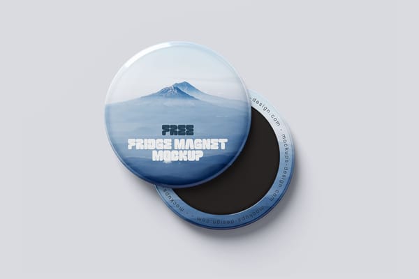Round Fridge Magnet Mockup