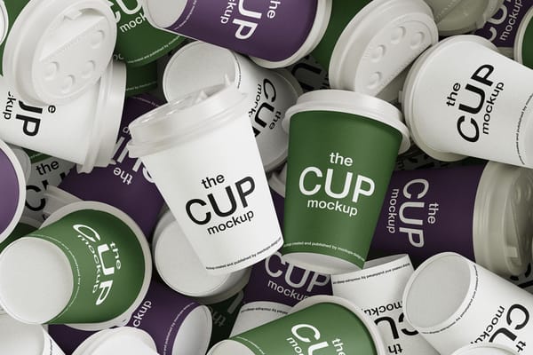 Mixed Coffee Cups Mockup