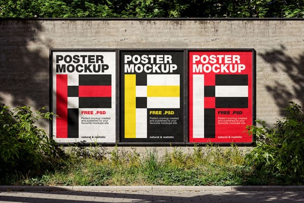 Three Posters on wall mockup