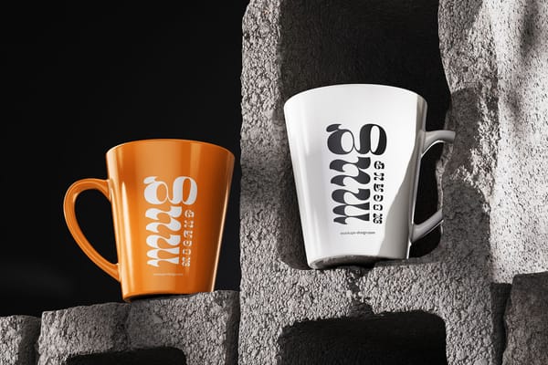 Mug on Concrete Brick Mockup