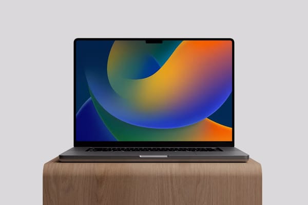 MacBook Pro Mockup on Wood Stand