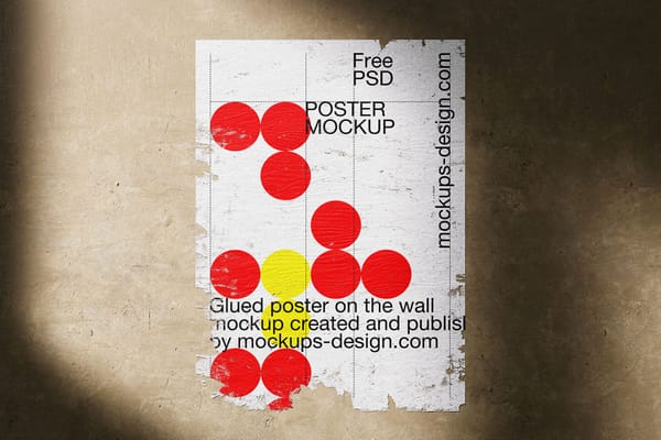 Poster glued to wall mockup