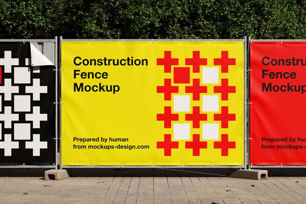 Construction Fence Banner Mockup
