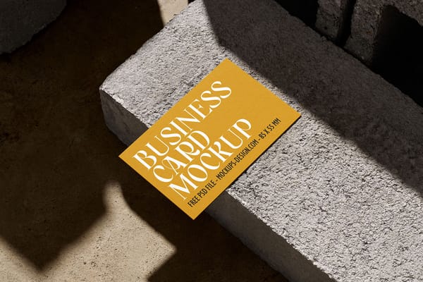 Business Card with Concrete Brick Mockup