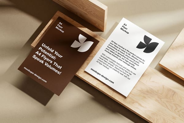 A4 Flyer on Wood Mockup