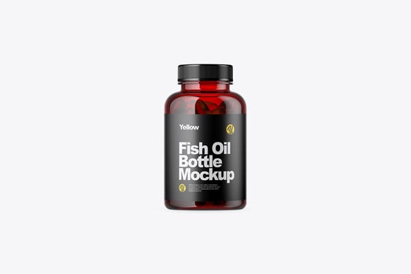 Red Bottle with Fish Oil Mockup