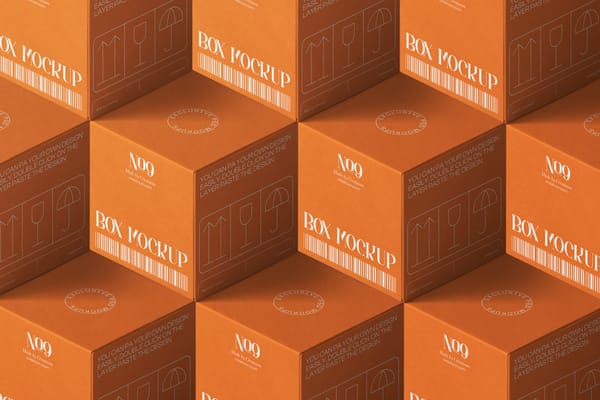 Orange Paper Boxes Isometric