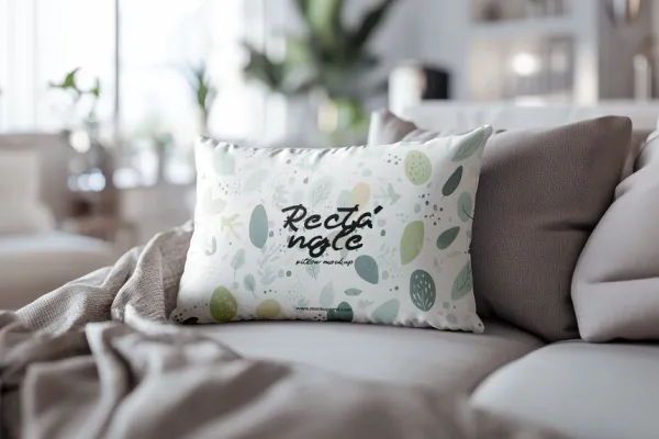 Rectangle Pillow Mockup On Couch