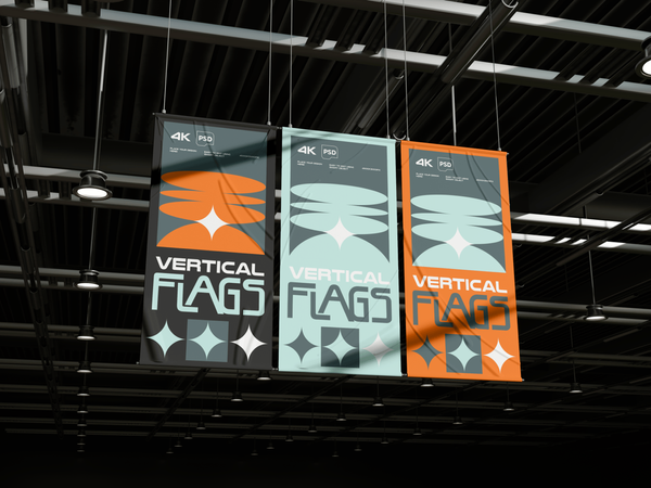Vertical Flags Mockup