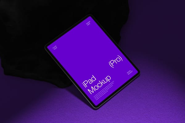 iPad Mockup on Violet Background with Shadow Overlay