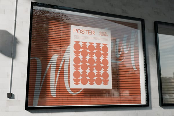 Poster Mockup on Reflective Glass Window