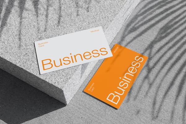 Business Card Mockup with Leaf Shadow Overlay