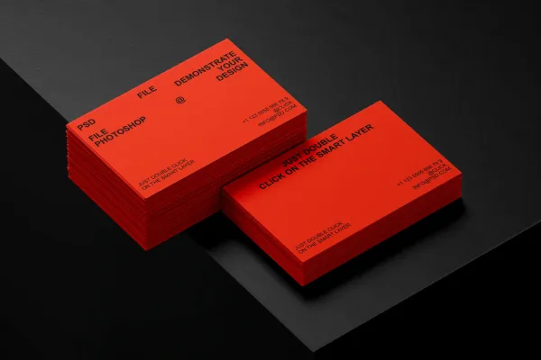 Bold Red Minimalist Business Card Mockup