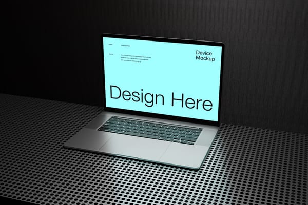 Laptop Mockup on Metal Surface