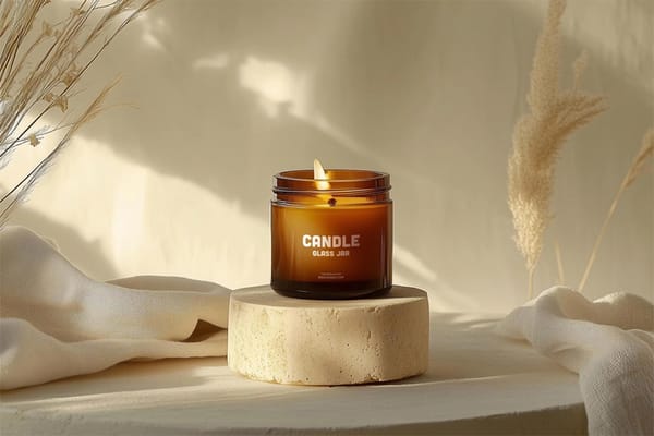 Amber Glass Candle Jar Mockup