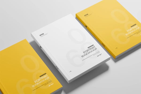 Three Book Cover Mockup Perspective View