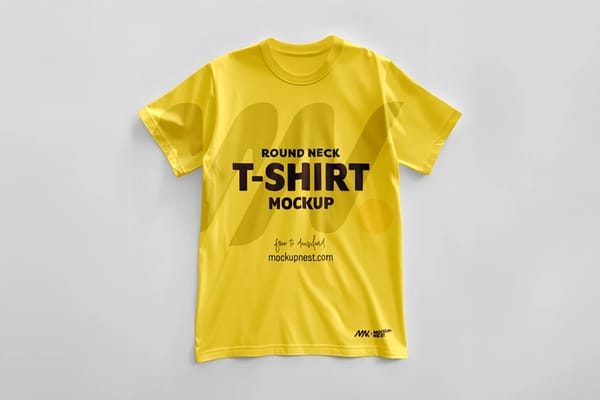 Round Neck T-Shirt Mockup On Floor