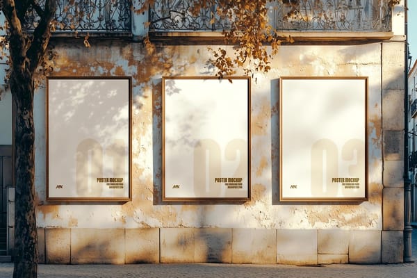 Vibrant Three Street Poster Mockup